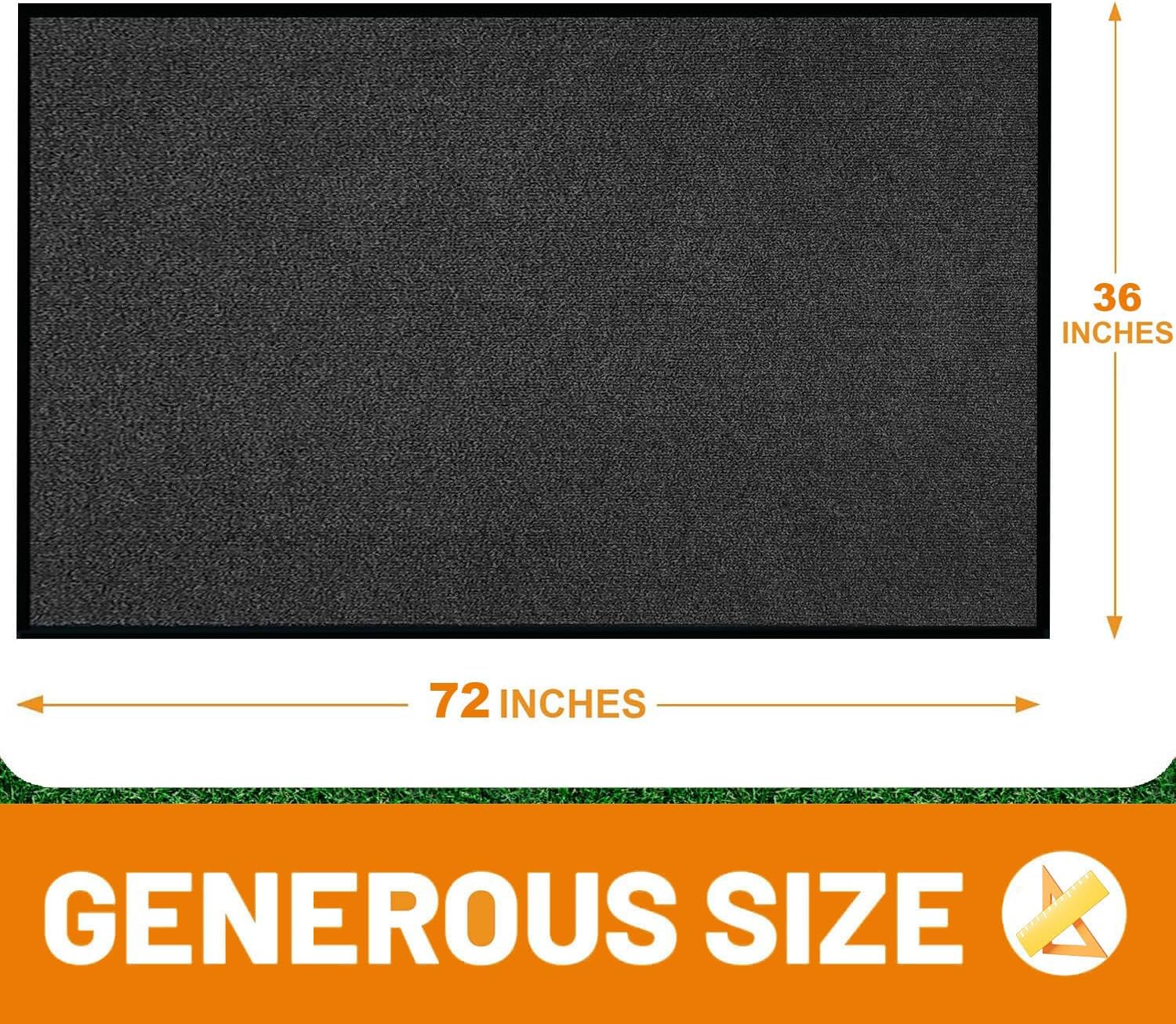 Front Door Mat, 3' x 6' Commercial Floor Mat, Heavy Duty Welcome Mat, Rubber Backing Non Slip Doormat for Entryway (Black, 3x6FT)
