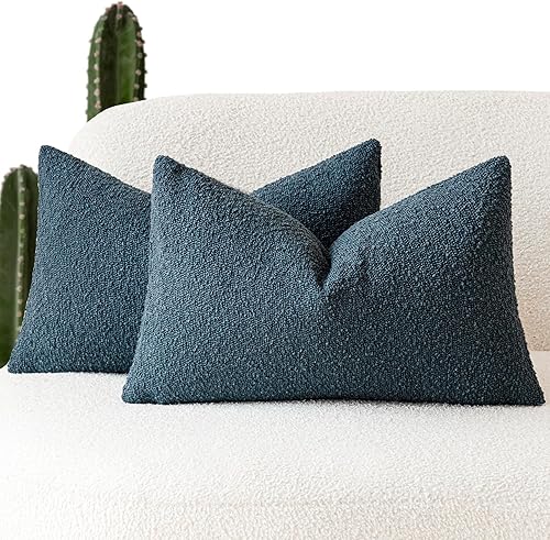 Miniatura 1 de Foindtower - Paquete de 2 fundas de almohada con textura moderna de rizo, fundas de almohada lumbar sólidas, acogedoras, decorativas, para silla,