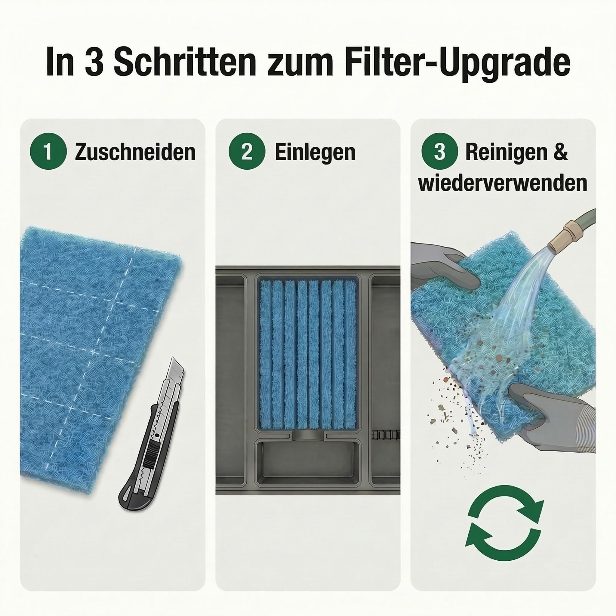 Pondlife Japanmatte Filtermatte für Teichfilter, grob, 120 x 100 x 3,8 cm, Nylon Blau, zuschneidbar