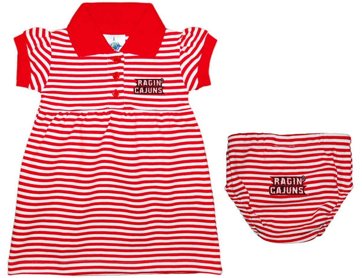 University of Louisiana at Lafayette Ragin Cajuns Striped Game Day Dress with Bloomer