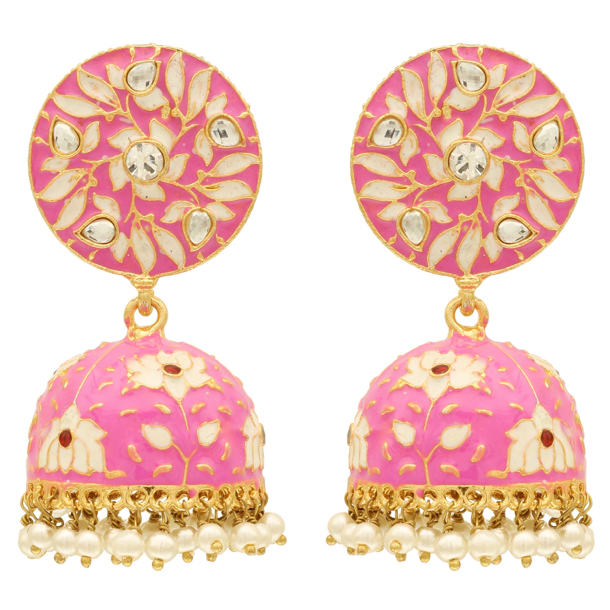 sanjog Traditional Meenakari Jhumki Earring For Girls/Women For Party (Pink) (B07JRDP6XK) Amazon Price History, Amazon Price Tracker