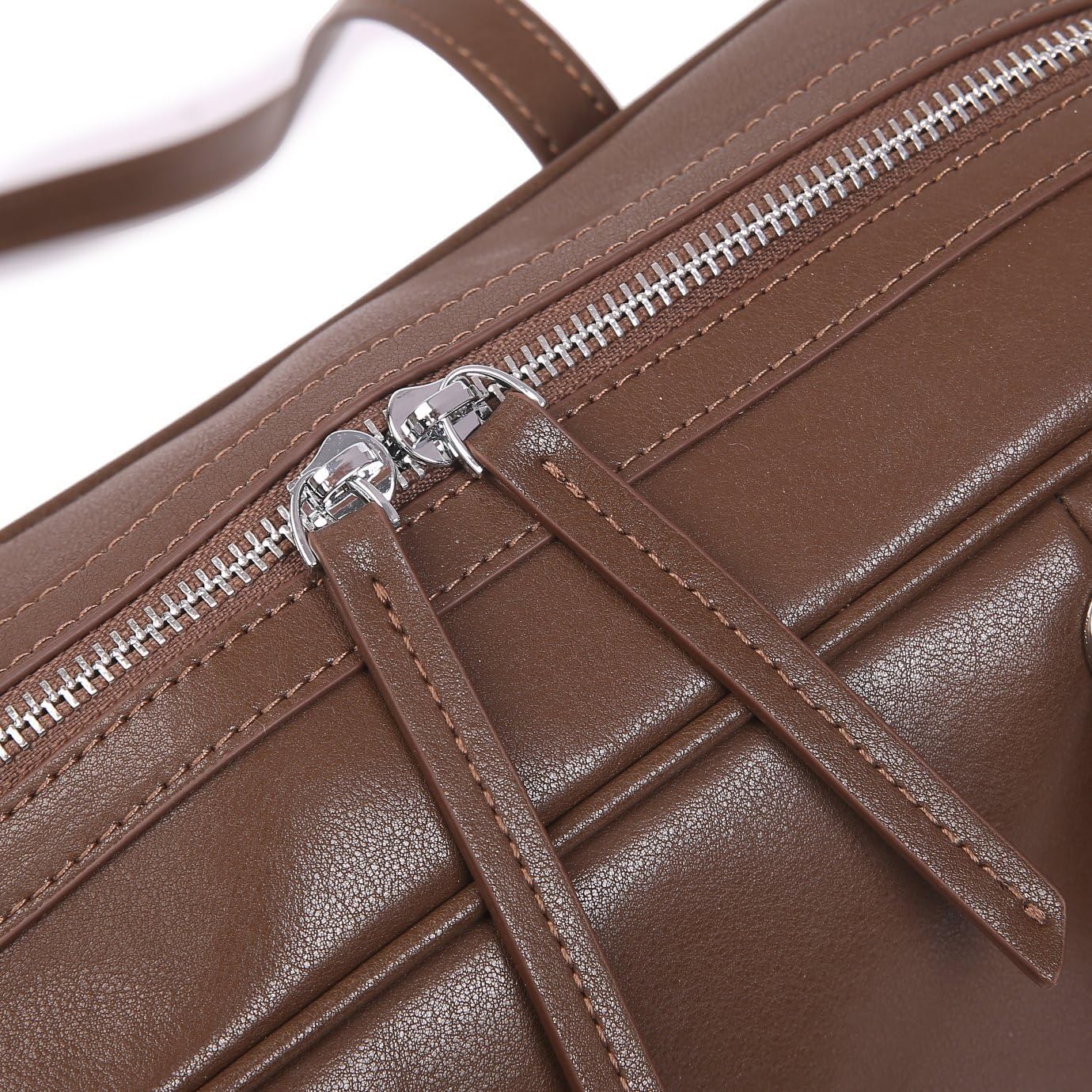 Leather Shoulder Bag for Women | Large Structured Tote Purse, Classic Work Office Satchel with Top Zipper Closure