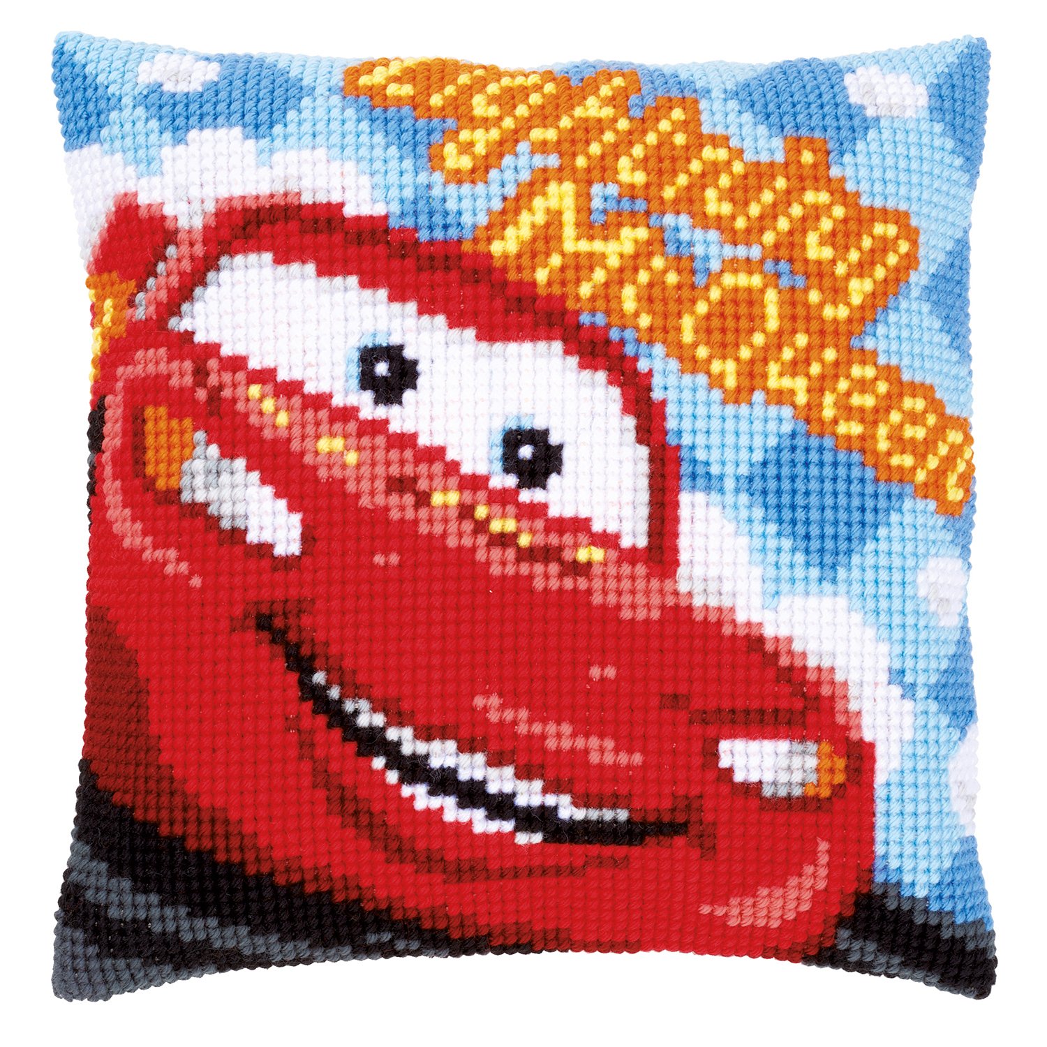 Vervaco Lightning McQueen Cross Stitch Cushion Kit, Multi-Colour, 40 x 40 cm