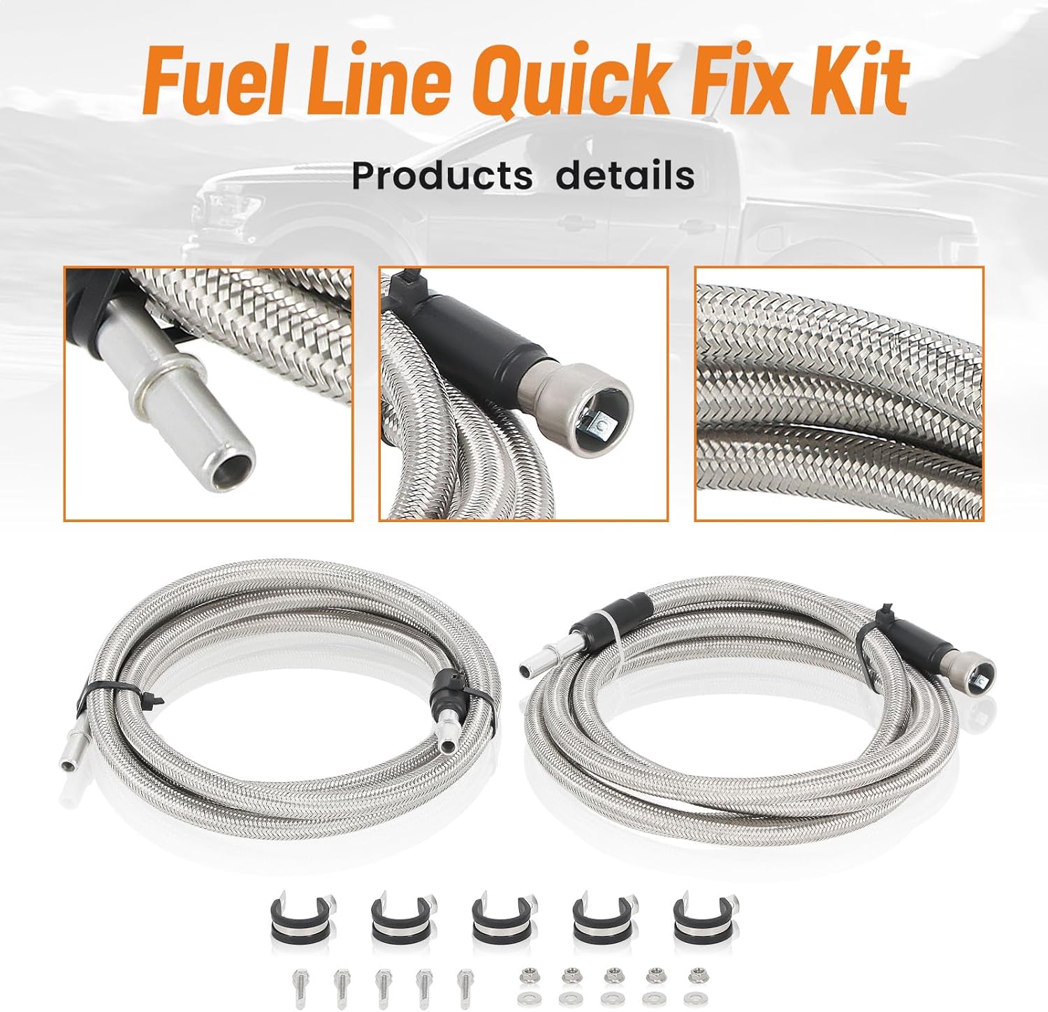 maXpeedingrods Stainless Steel Braided Fuel Lines Kit for Chevy Silverado GMC Sierra 1500HD 1500 Classic 2500HD 3500HD 2004-2010 819-816