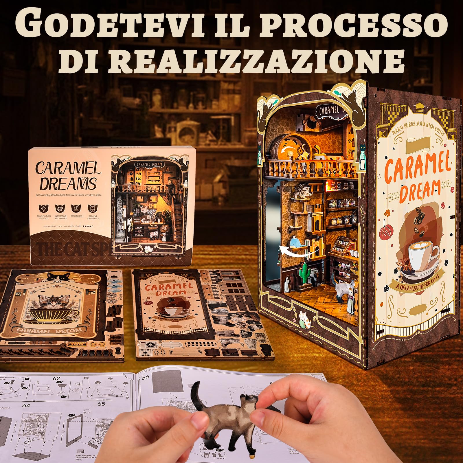 Kit Book Nook DIY - Fermalibri 3D Con Luce LED, Mondo Magico, Per Librerie - Foto 9
