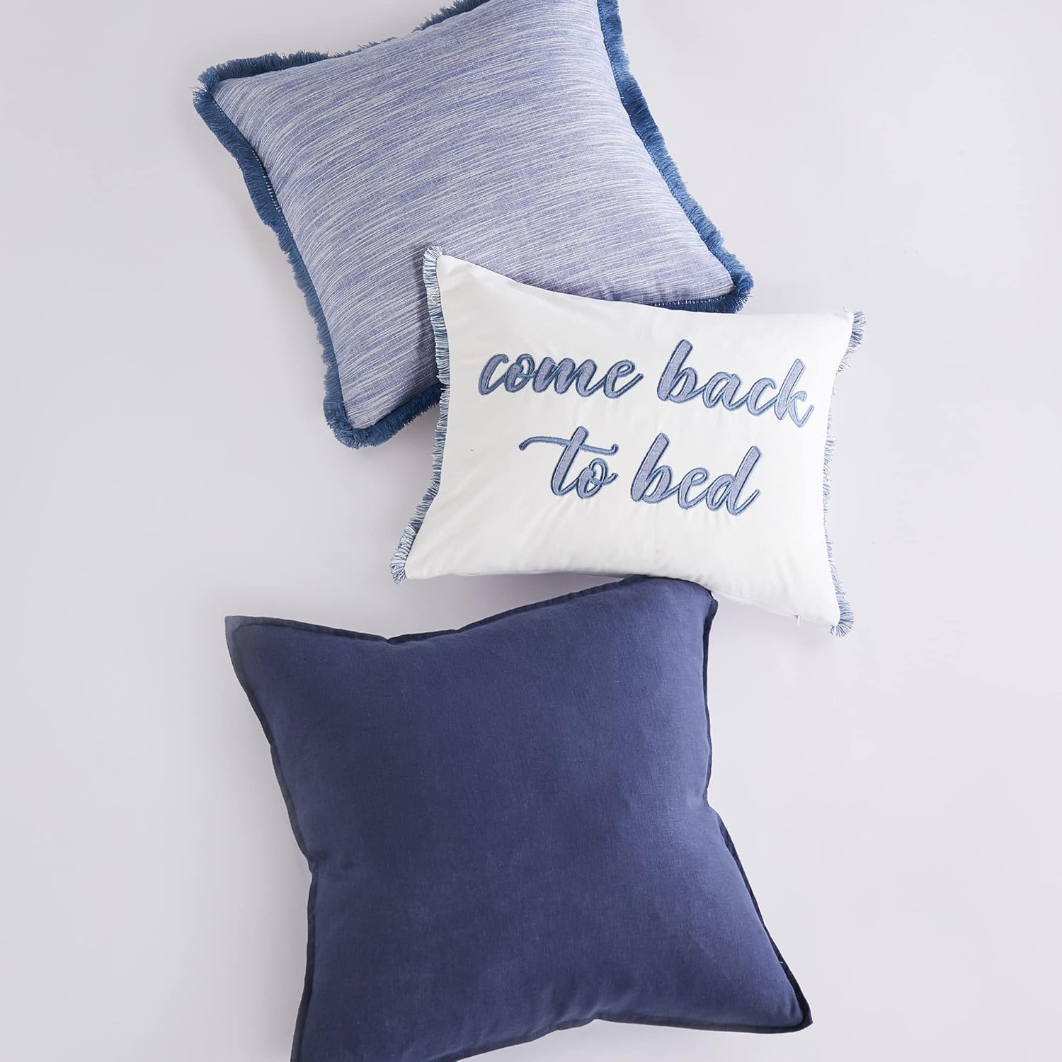 Levtex Home - Abelia - Decorative Pillow (14 x 18in.) - Woven - Navy, Cream, Grey and White