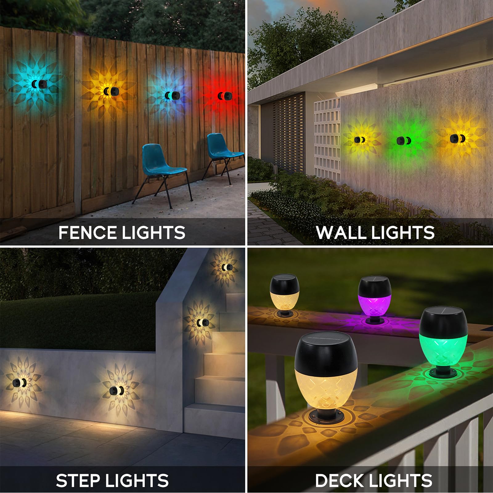 OBEST Lot de 4 éclairages solaires de piscine étanches pour piscines hors sol et sous le sol, accessoires de piscine pour l'extérieur, appliques murales décoratives pour l'extérieur