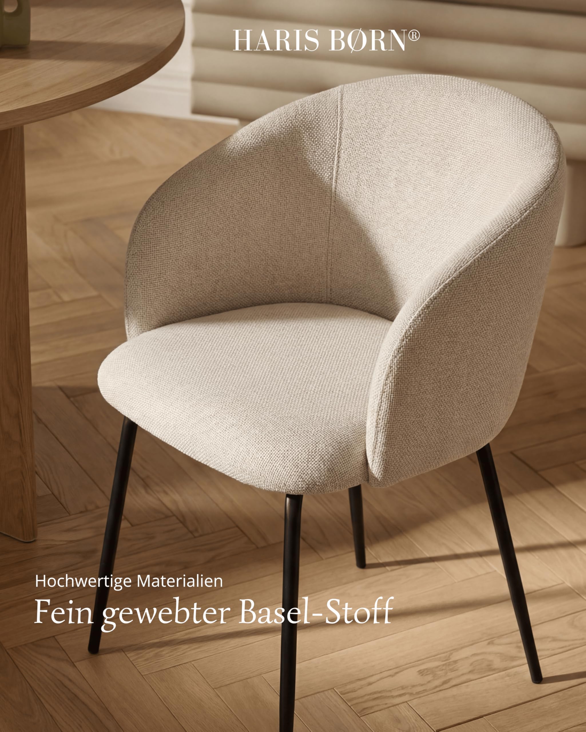 Esszimmerstühle (2er Set) Beige - Bequeme Polster Esszimmerstühle mit Armlehne - Premium Esstisch Stühle & Wohnzimmer Stühle - Moderne Esszimmerstühle 30 Tage risikofrei testen