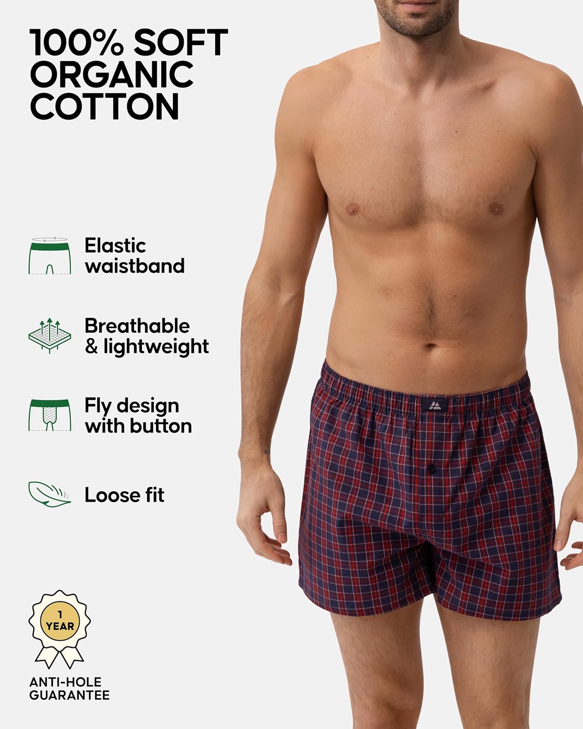 DANISH ENDURANCE Men's 100% Cotton Woven Boxers (4 & 6-Pack) – Loose Fit, Breathable & Lightweight Comfort - Image 2