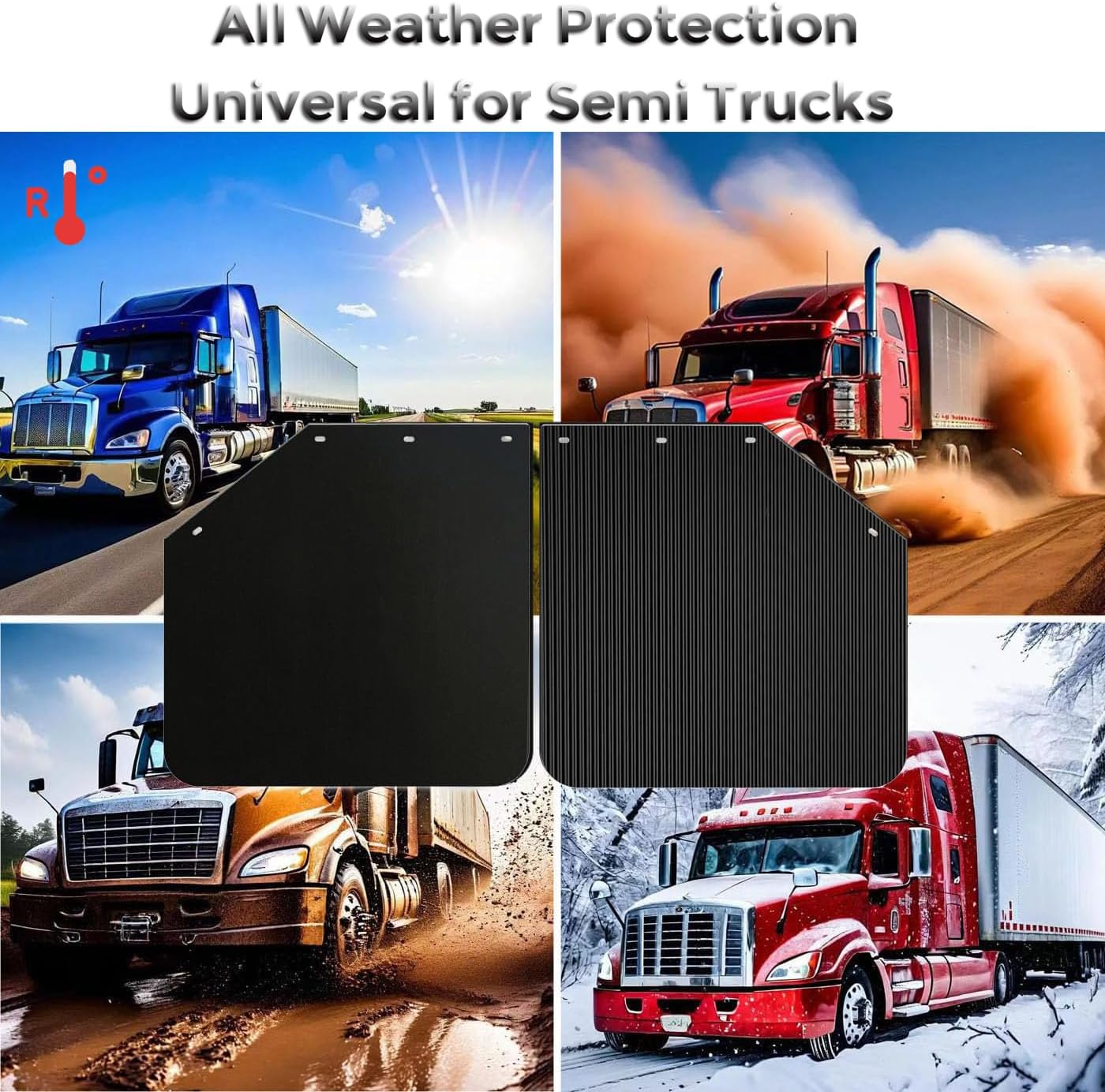 24" x 24" Angled Mud Flaps for Semi Trucks 1/5" Thick Mudflaps Semi Truck for Bar Type Mud Flaps Hangers Set of 2