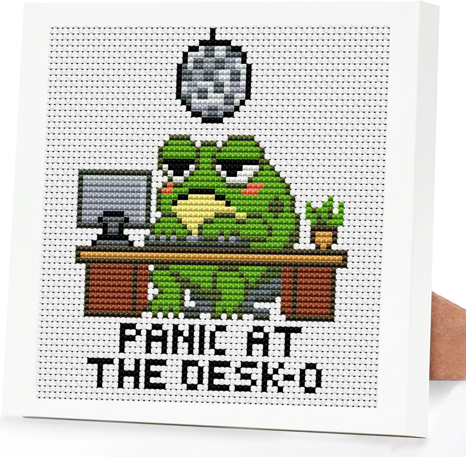 Tiwabb Frog Stamped Cross Stitch Kits for Adults Beginners with Frame