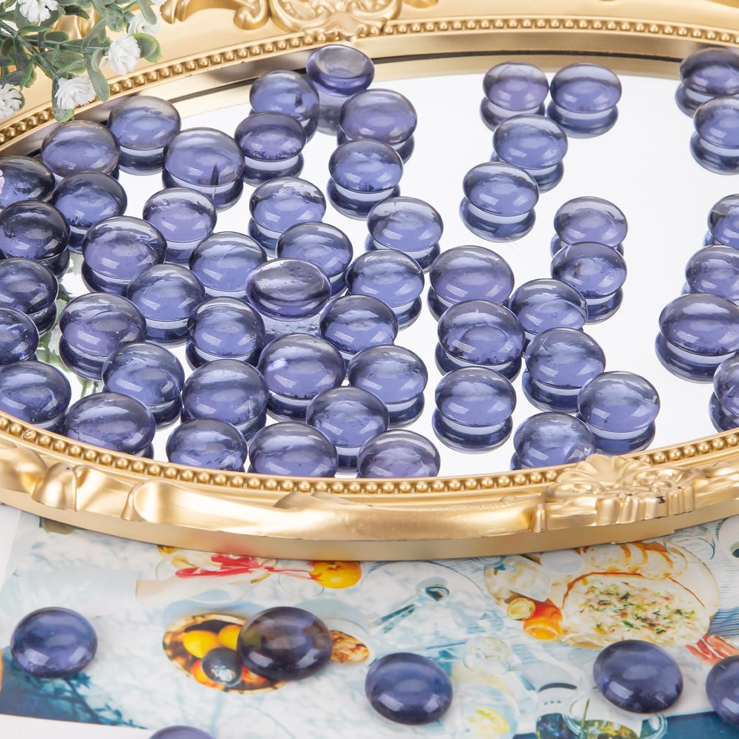 DomeStar 1LB Flat Glass Marbles, Purple Decorative Marbles for Vases Aquarium Pebbles Fish Tank Rocks Vase Fillers DIY Crafts Table Scatter Decor thumbnail