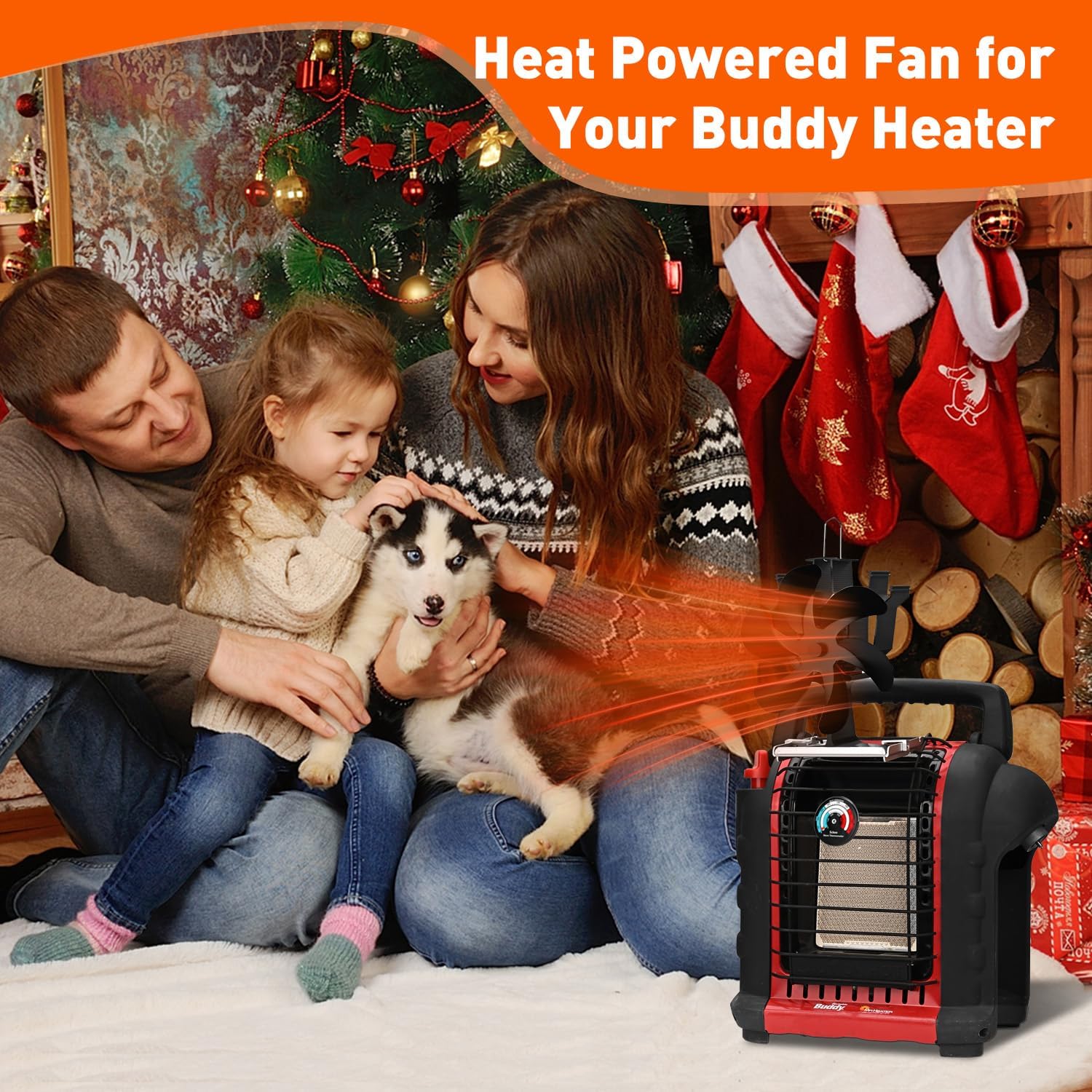 review Wood Stove Fan for Buddy Heater,Heat Powered Fireplace Fan with Bracket for Mr Heater Propane Log Burner Wood Burning Stove Accessory Non Electric for Camping Outdoor Indoor Use