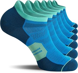 CS CELERSPORT Men's Ankle Running Socks with Cushion, Arch Support Low Cut Athletic Tab Socks for Men Women 6 Pack