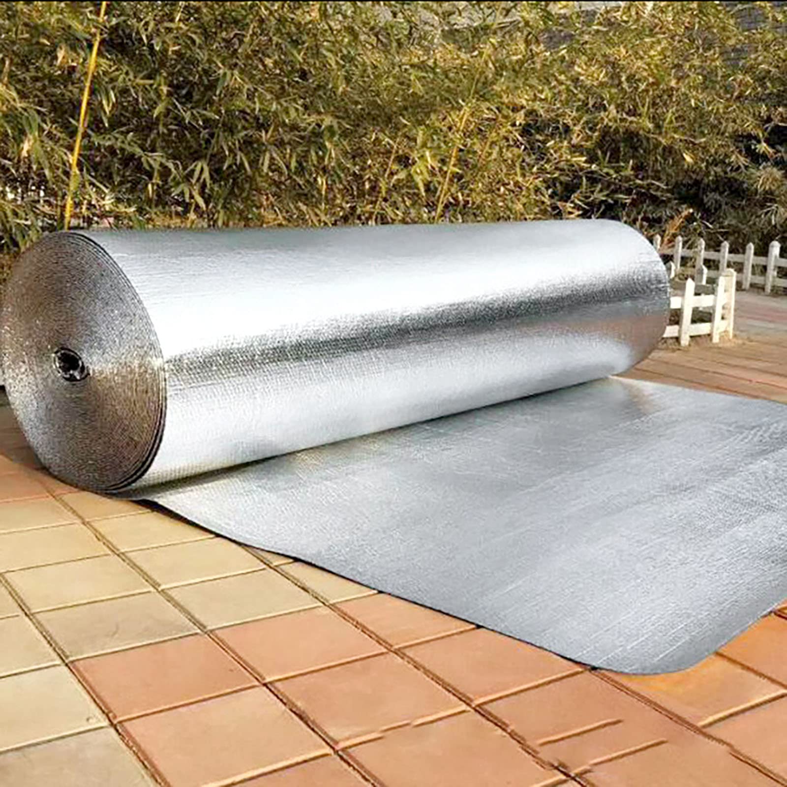 Warstwa aluminiowa folia bąbelkowa rolka izolacyjna wodoodporna samoprzylepna zatrzymująca ciepło na ścianę loftu łódź przyczepa kempingowa dom szopa 5 mm grubość (rozmiar: 1 * 15 M)