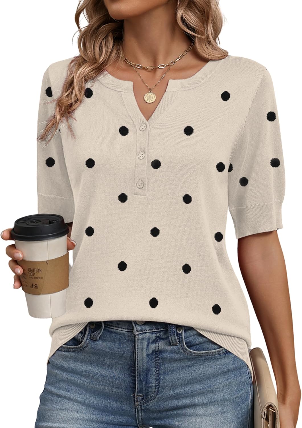 Zeagoo Women's Short Sleeve Sweater 2026 Spring Summer Tops Lightweight Casual V Neck Sweaters Dressy Work Blouses Clothes