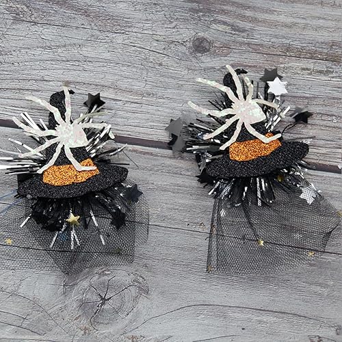 Miniatura 9 de Pinzas para el cabello de Halloween, lindos accesorios para el cabello de calabaza amarilla para mujer, diseño de lentejuelas con purpurina y
