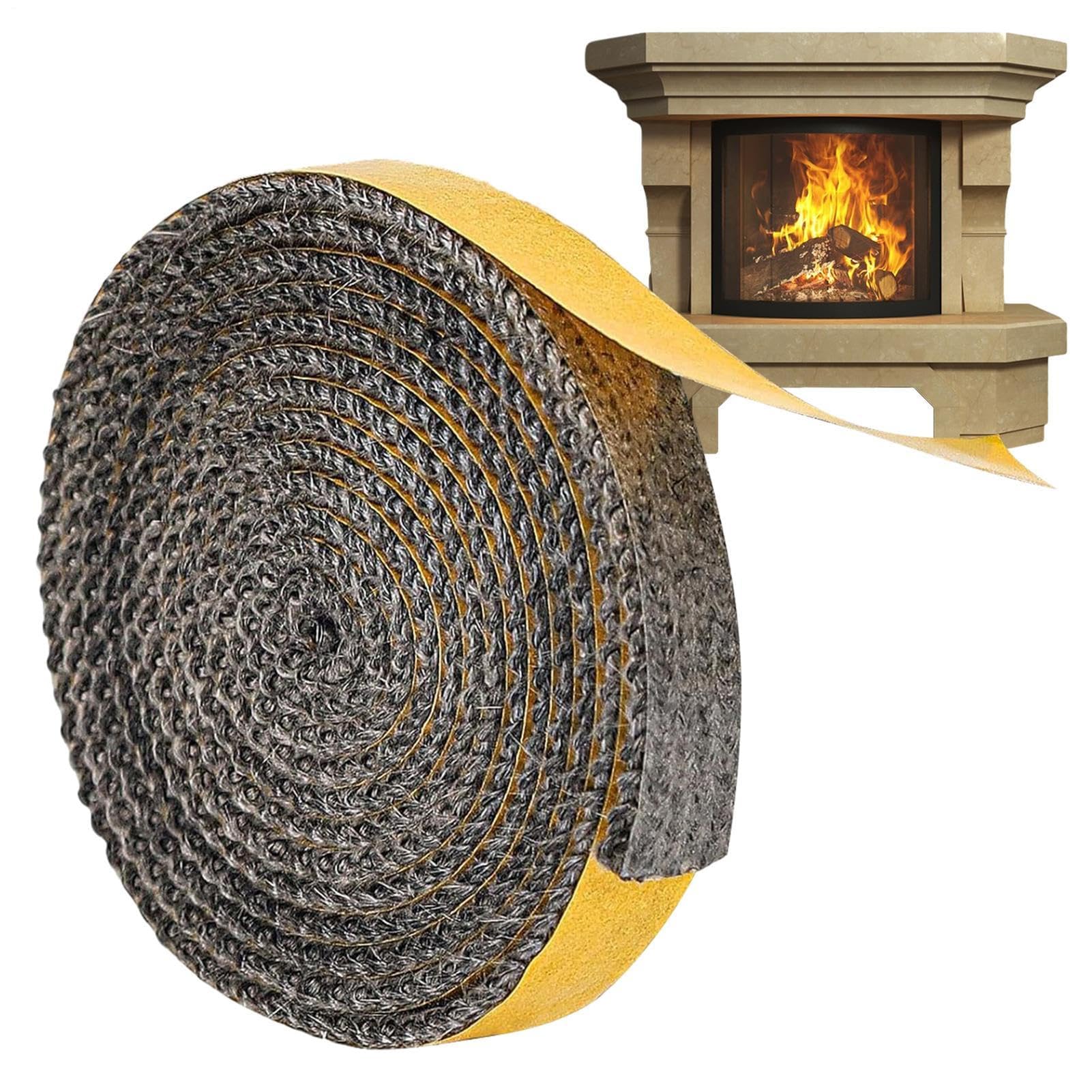 Nastro sigillante per stufe ad alta temperatura, striscia di tenuta in fibra di vetro per caminetti a legna, isolamento adesivo (3 mm x 15 mm x 2 m)