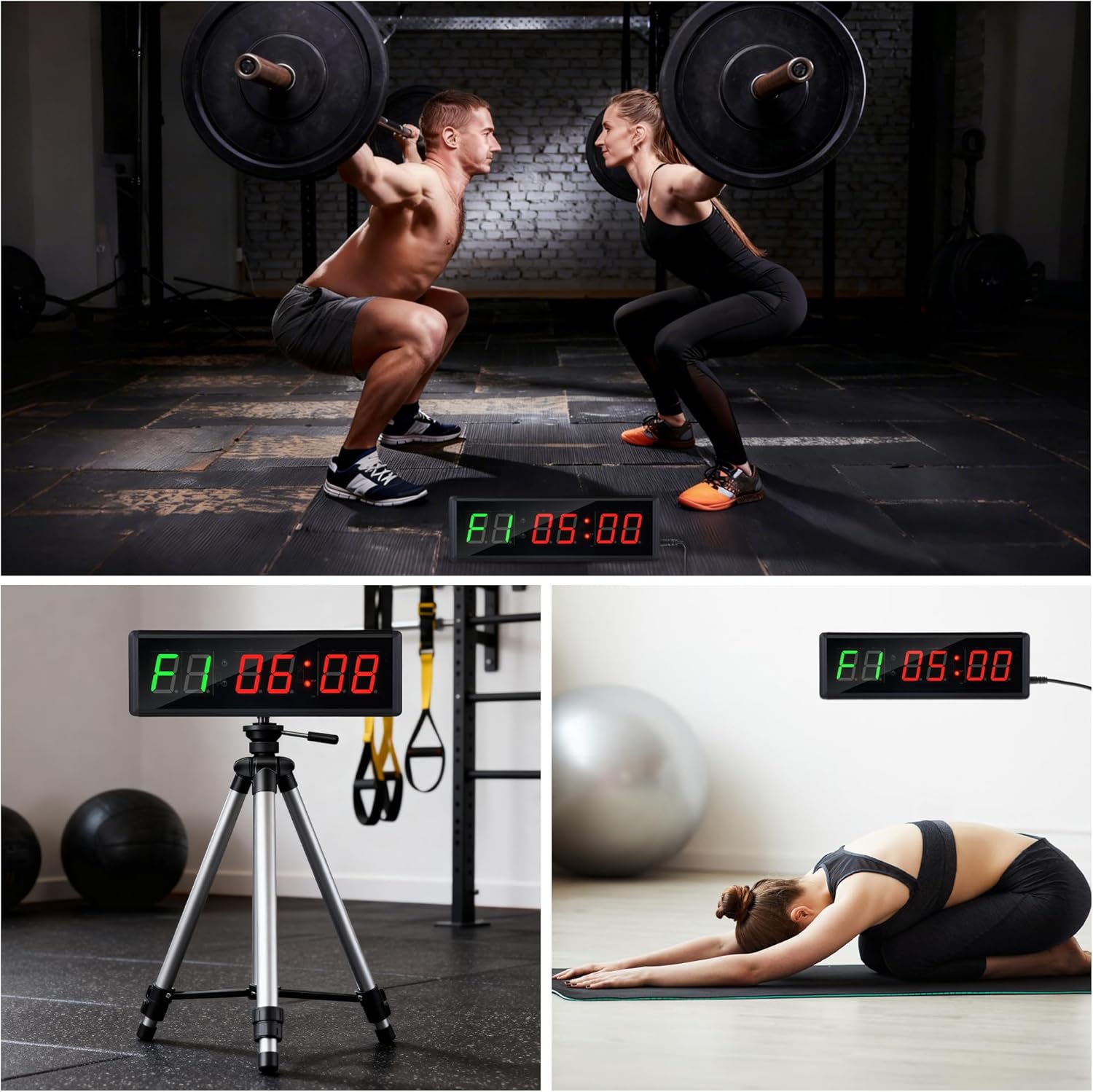 Upgraded Gym Timer Clock for Tabata/FBG/EMOM - Large Digital Interval Workout for Fitness Enthusiast, Count Down & Up | Stopwatch | Workout Clock for Home Gym/Yoga/Boxing/Garage Fitness Times