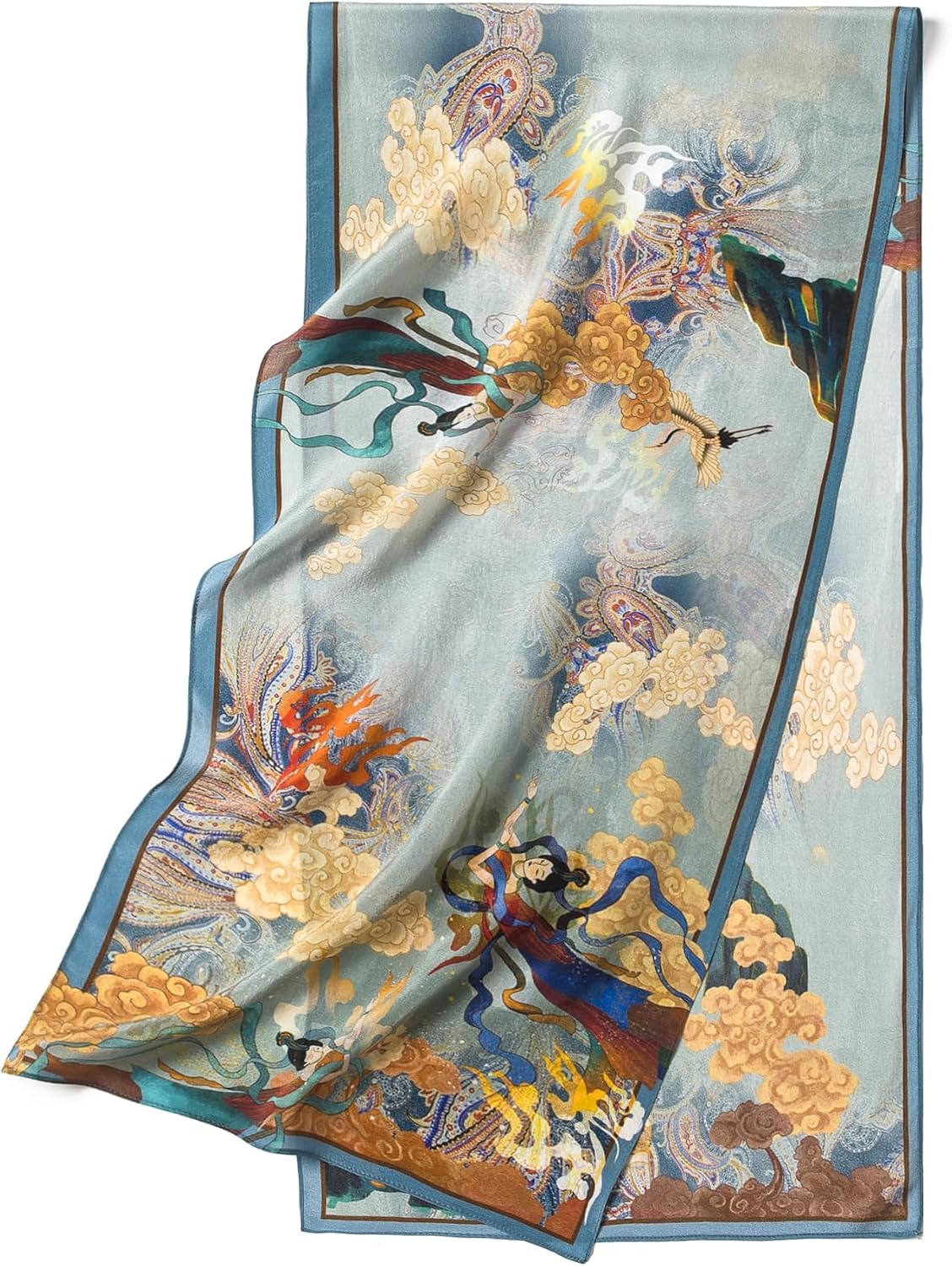100% Mulberry Silk Women's 55"x14" Head Neck Scarf, Lightweight Gift Packed image 2