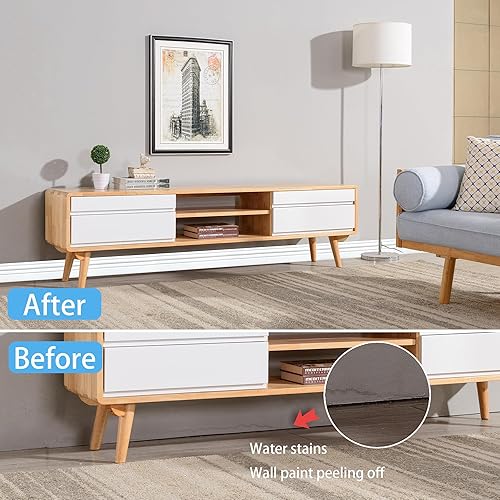 Miniatura 5 de KTINITK Moldura flexible para zócalo, 4 pulgadas de ancho x 9.8 pies de largo, base de pared de vinilo autoadhesiva, base de cala para despegar y