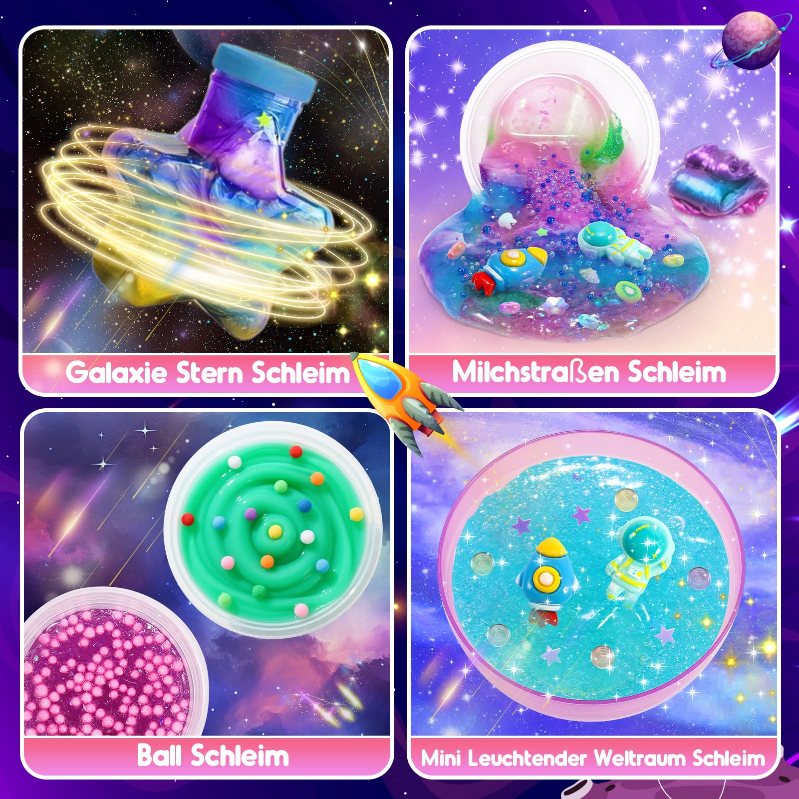iKidiki Schleim Selber Machen Set, Geschenk Mädchen 6 7 8 9 10 11 12 Jahre Galaxy Slime Set Junge 6-12 Jahre Geschenkideen Schleim Kinder Spielzeug ab 6-12 Jahre Jungen Geburtstagsgeschenk für Mädchen