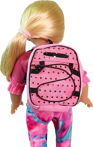 Miniatura 5 de American Fashion World Mochila escolar de lentejuelas verde azulado para muñecas de 18 pulgadas Calidad premium y diseño moderno Accesorios