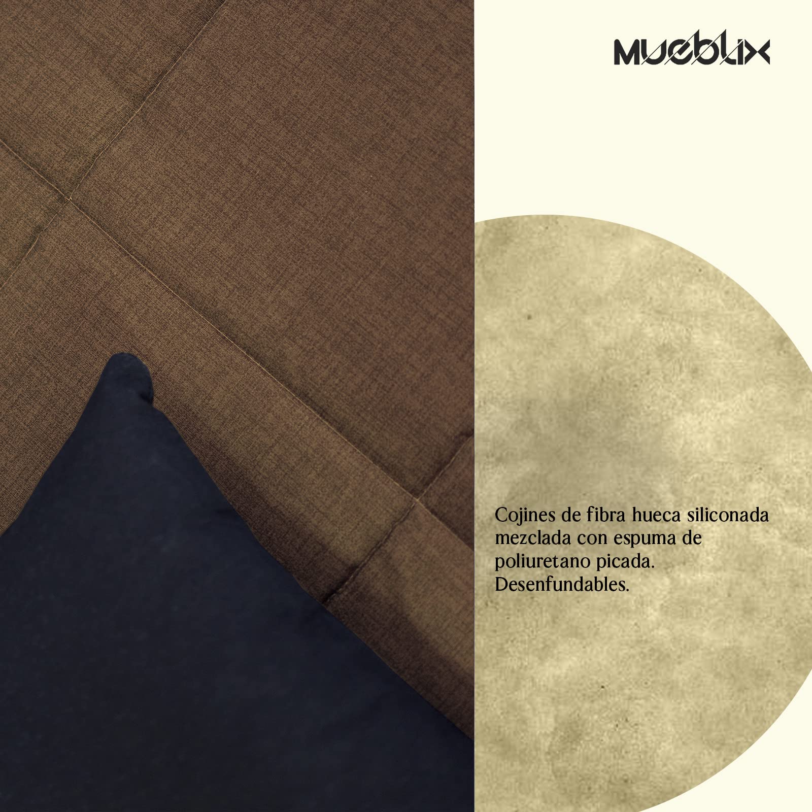 MUEBLIX.COM | Sofa Cama Martina | Sofas de Salón Modernos | Asientos y Respaldo Espuma | Sofa Clic Clac | Estructura Tablero de Particulas | Color Marron
