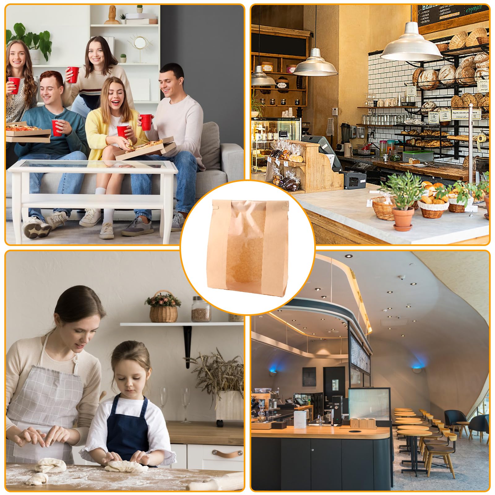 STARVAST Brottüten Papier Groß Bäcker (100er-Pack) - Lebensmittelechte Braune Papiertüten mit Fenster - Papiertüten Braun für Hausgemachtes Brot, Sauerteig, Laib, Kekse, Geschenke - 21 x 9 x 35 cm