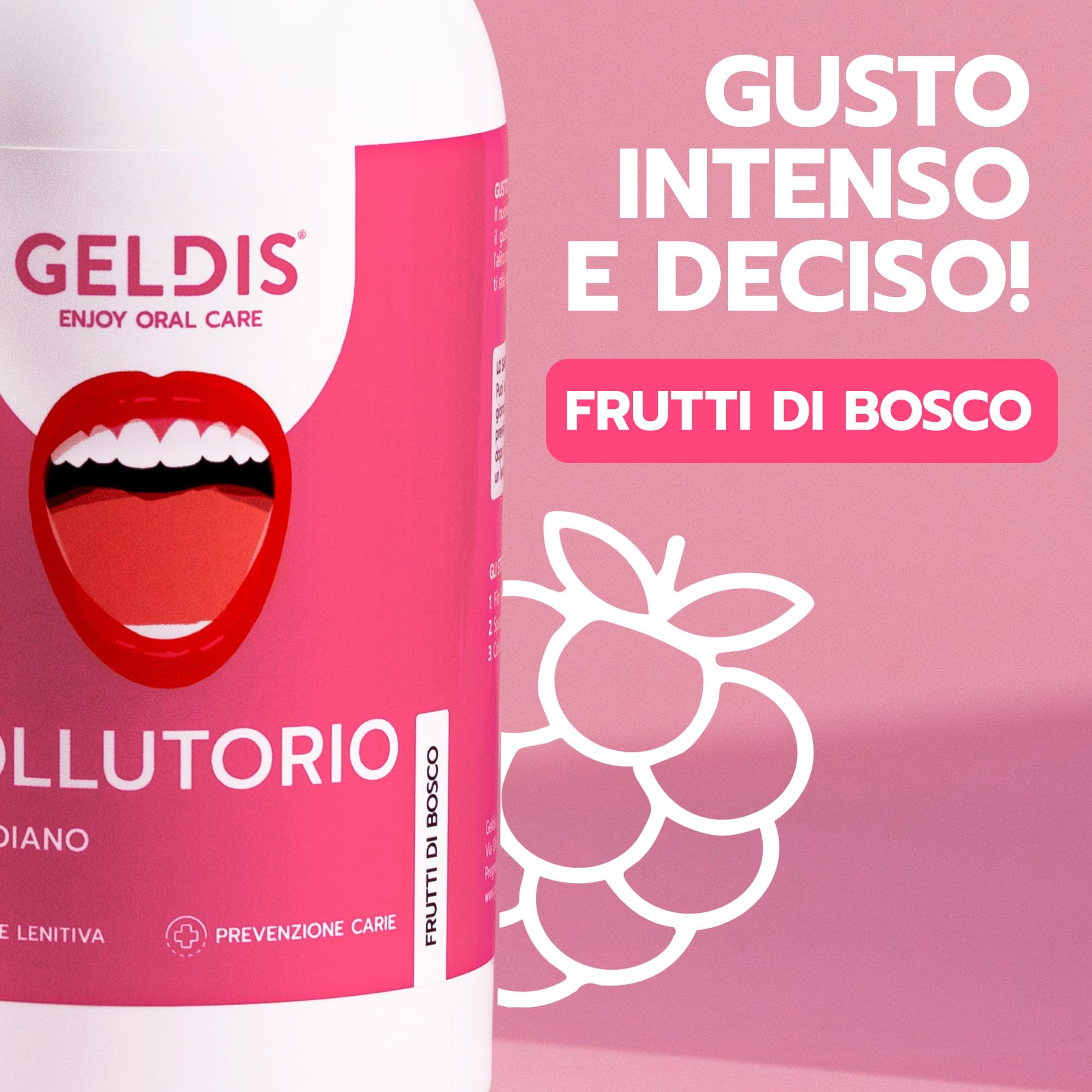 GELDIS Collutorio senza Alcool, Uso quotidiano con Fluoro, Aloe Vera ed Equiseto, Protezione contro Carie e Azione Lenitiva Senza Coloranti, 500 ml