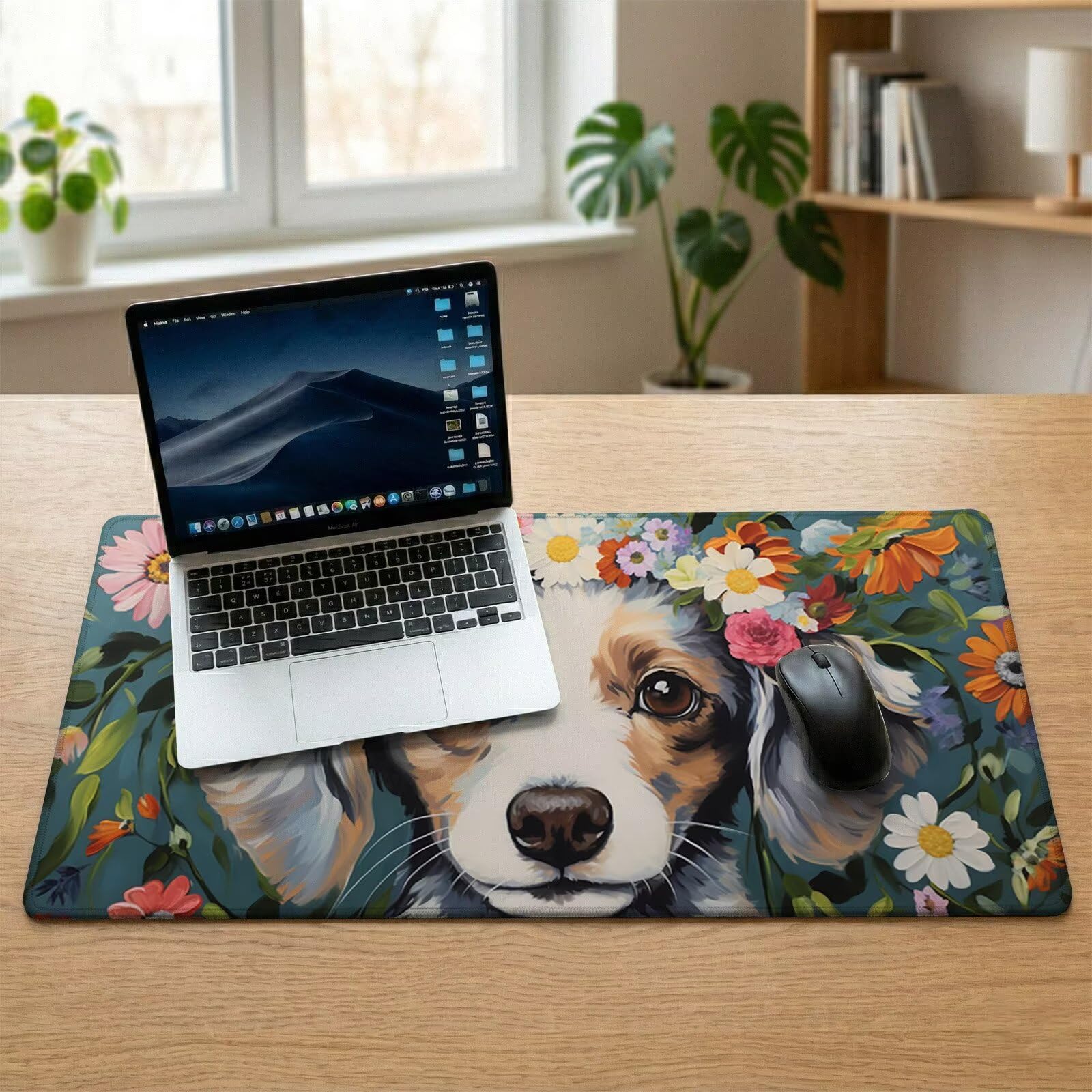 Sottomano Scrivania Grande 1200 x 600 x 3 mm Moderno Tappetino Tastiera Computer con Base Antiscivolo e Bordi Cuciti, Protezione Impermeabile, per Lavoro, Casa e PC Gamer, Regali Uomini (Cane) L-x7932