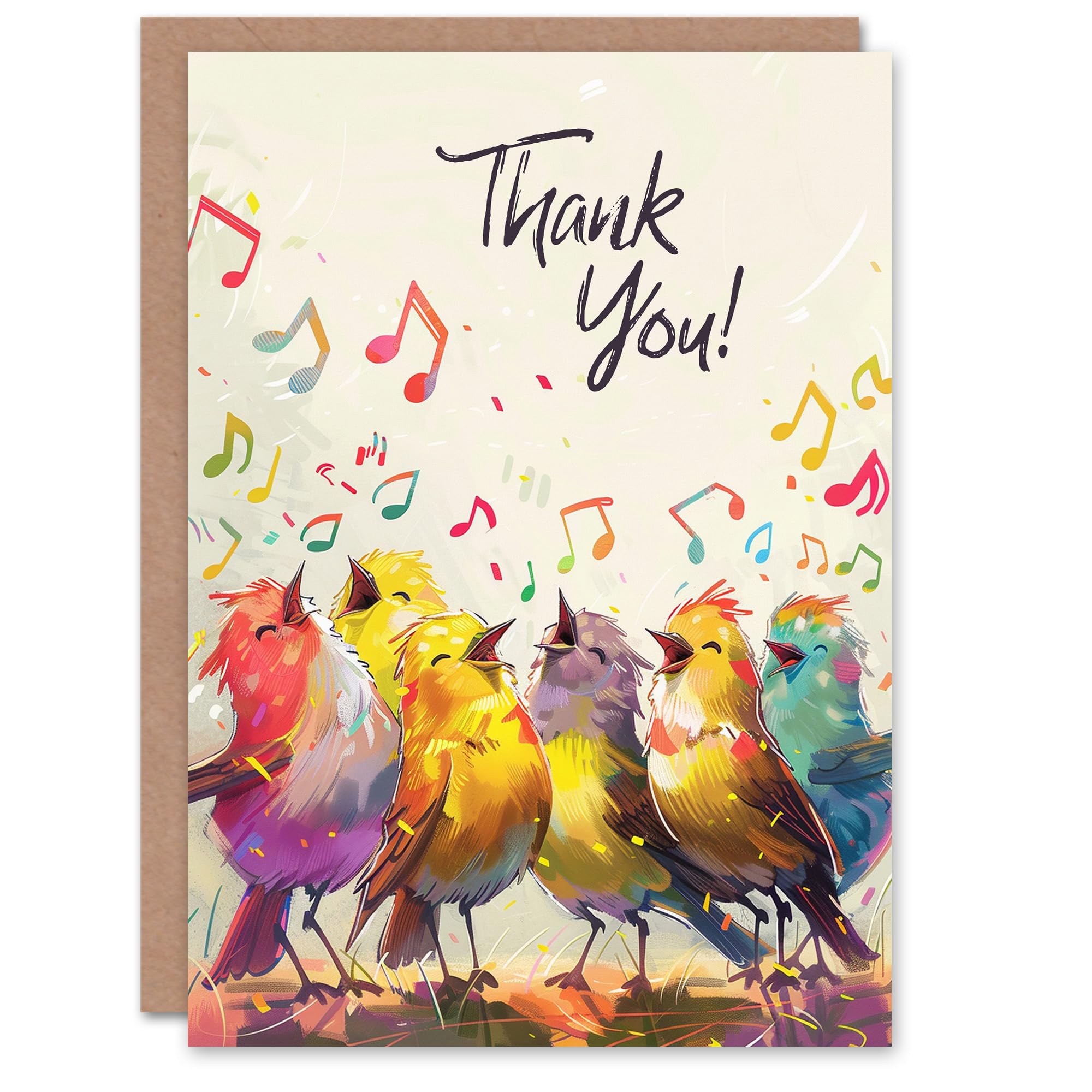 Artery8 Thank You Card Cheerful Singing Birds Colourful Design For Her Gran Sister Niece Daughter Wife Woman Greeting Card
