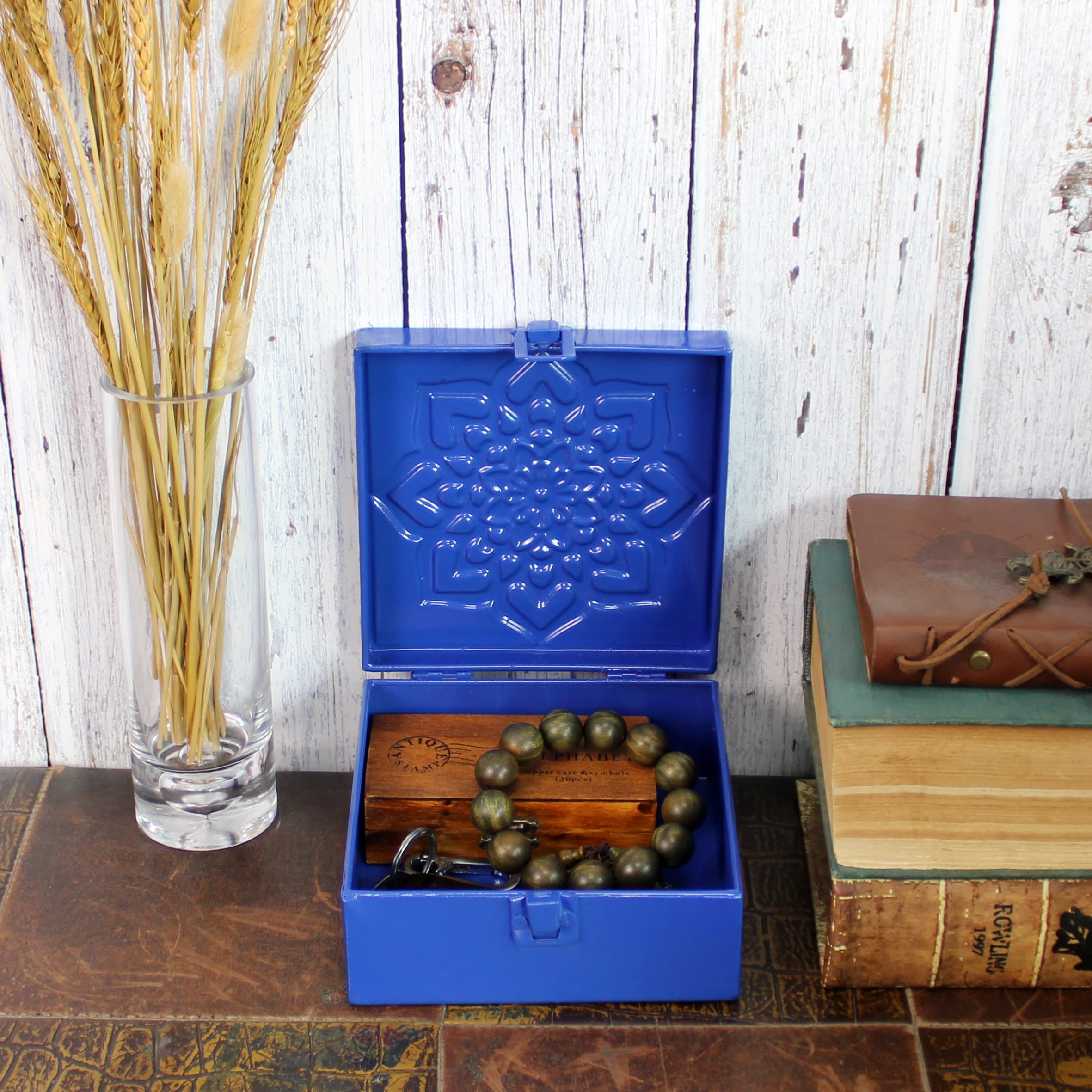 Boîte En Bois Rustique Avec Couvercle à Charnières - 15,2x15,2x7 Cm, Rangement Bijoux, Souvenirs, Cadeaux (marron Clair)