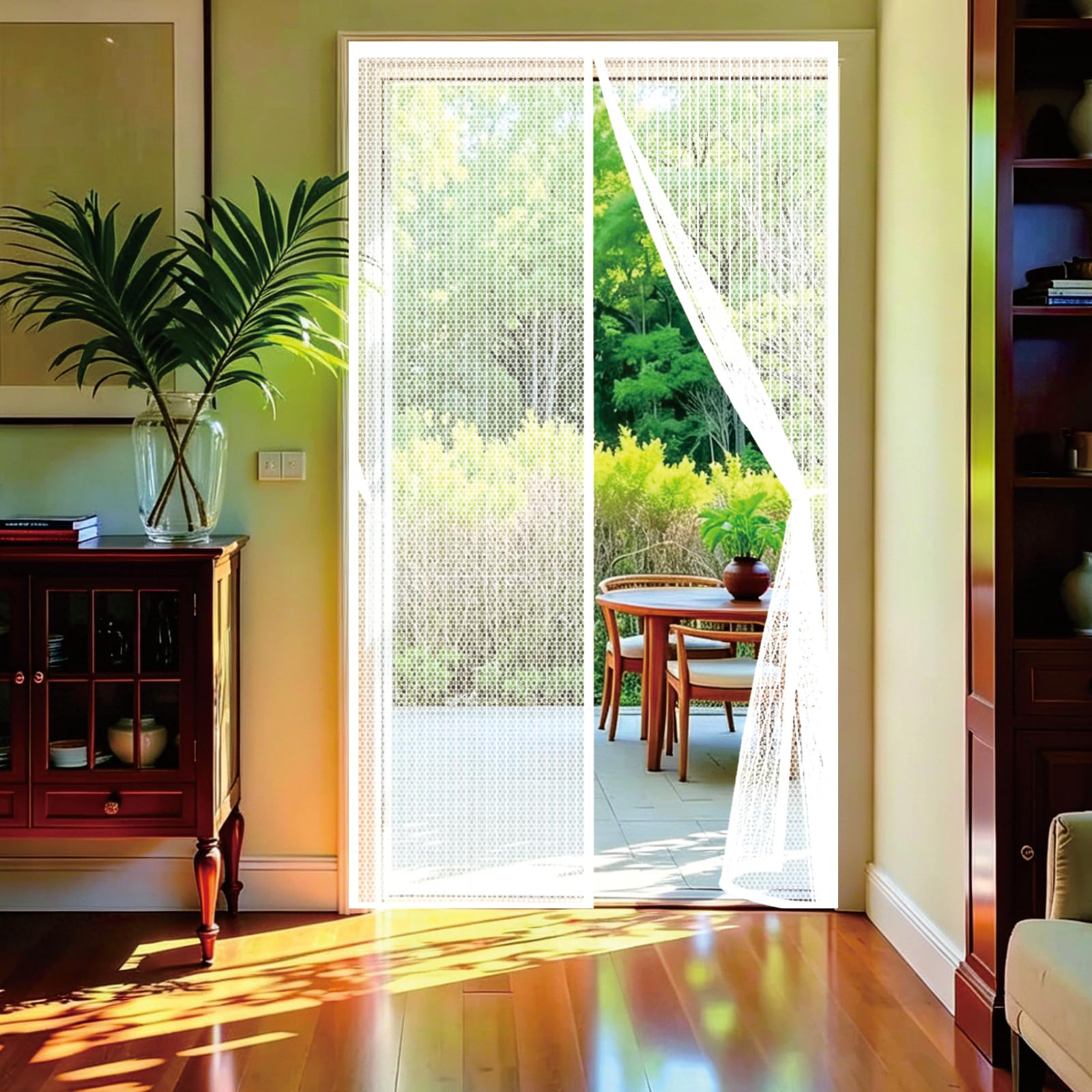 Moustiquaire magnétique 102 x 249 cm blanche pour porte et couloir