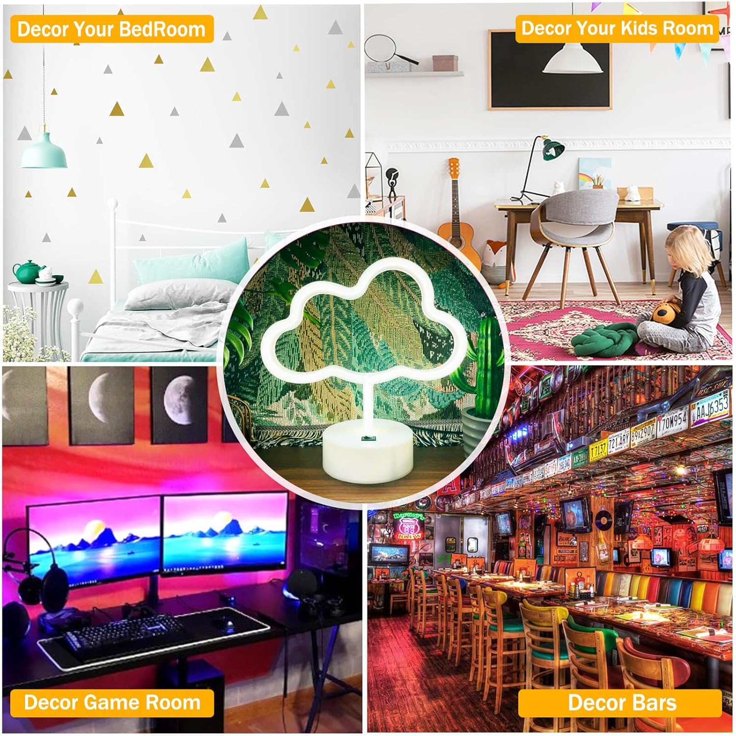 Cloud Neon Sign - White LED Cloud Light for Bedroom Decor, USB/Battery Powered, Aesthetic Neon Sign Lamp for Kids, Teens, Adults, Birthday Parties, Christmas