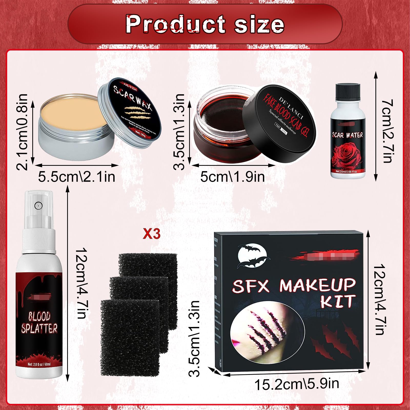 Tupferschwamm Für Spezialeffekt-Makeup – Gummi, 5,5x3x3 Cm – Für Realistische Wunden, Narben, Halloween & Film