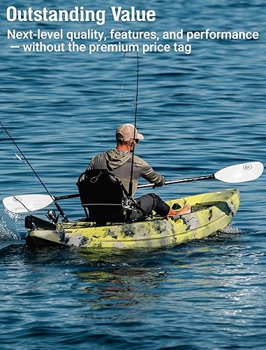 Miniatura 7 de BKC UH-RA220 - pescador de 11.5 pies para sentarse en la parte superior kayak de pesca con palas y silla vertical y sistema de timón incluido