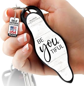 MUNIO Self Defense Keychain Stylish, Portable Safety Tool for Women & Men Non-Lethal, TSA Approved, Made in USA