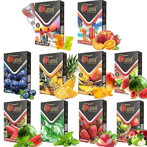 Tanya Hookah Shisha Flavors, 100% Nicotine And Tobacco Free, Fruit