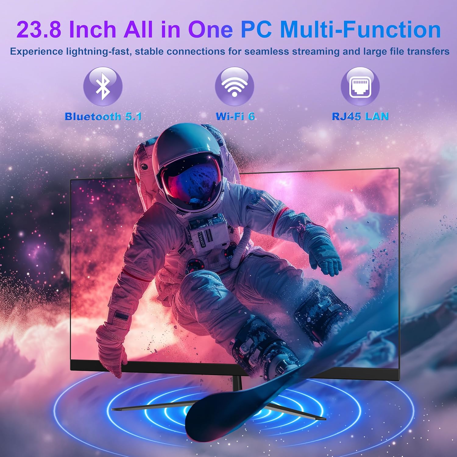 23 inch All-in-One Desktop Computer Alder Lake-N95(up to 3.4GHz) 16GB RAM DDR4 512GB ROM 1920 * 1080 IPS Display Desktop Computer with2.4G/5.0G WiFi & Bluetooth 5.1&HDMI, Wired Keyboard and Mouse
