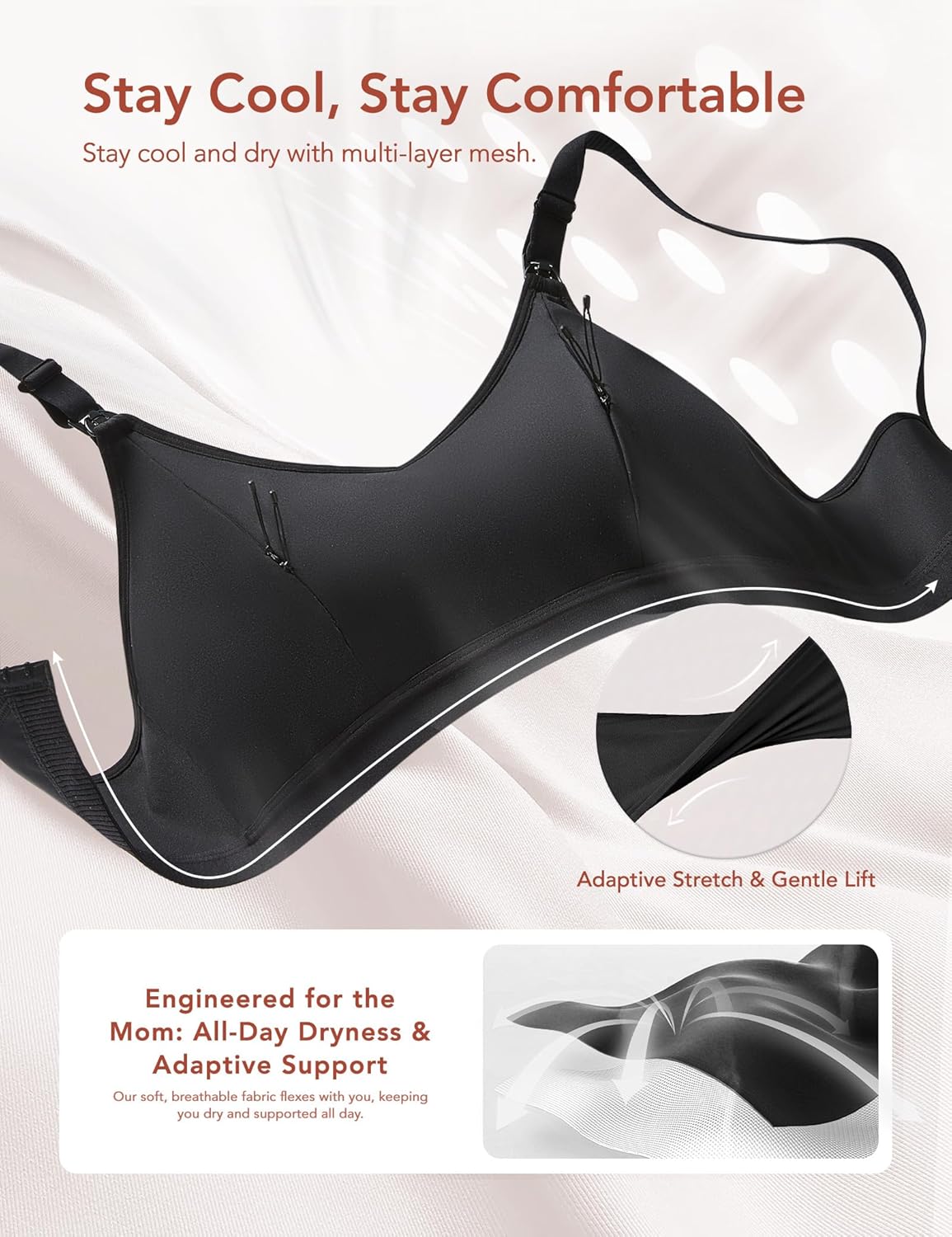 HOFISH ZipPum Bra, Hands-Free Pumping & Nursing Bra, Dual-Zip Adjustable Non-Stretch Prevents Bottle Drop - Image 5