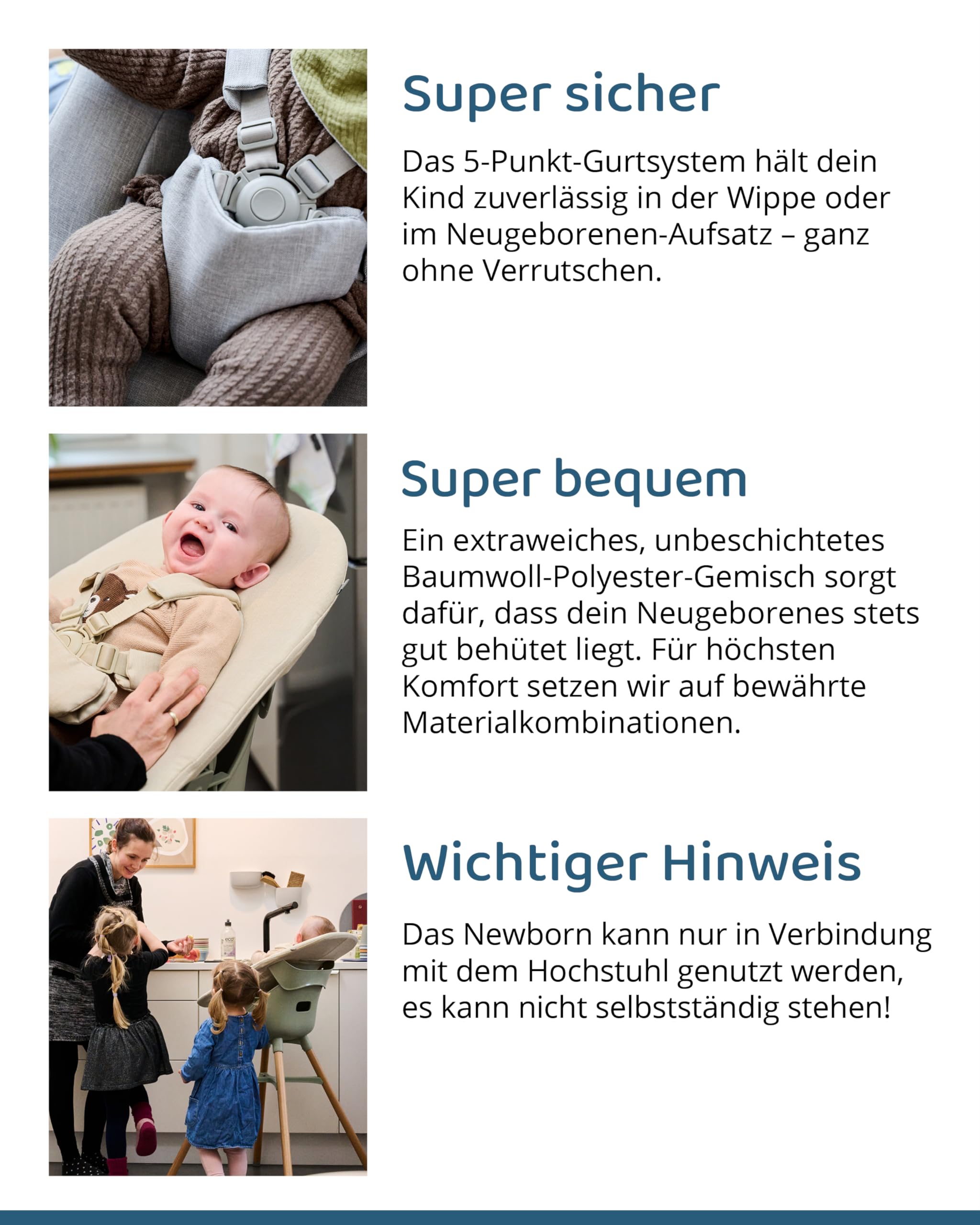 Ziza Newborn Neugeborenenaufsatz für Hochstuhl Beige - Speziell für den Ziza Hochstuhl zur Nutzung ab Geburt, 5-Punkt-Gurt für optimalen Halt, Aus Polyester