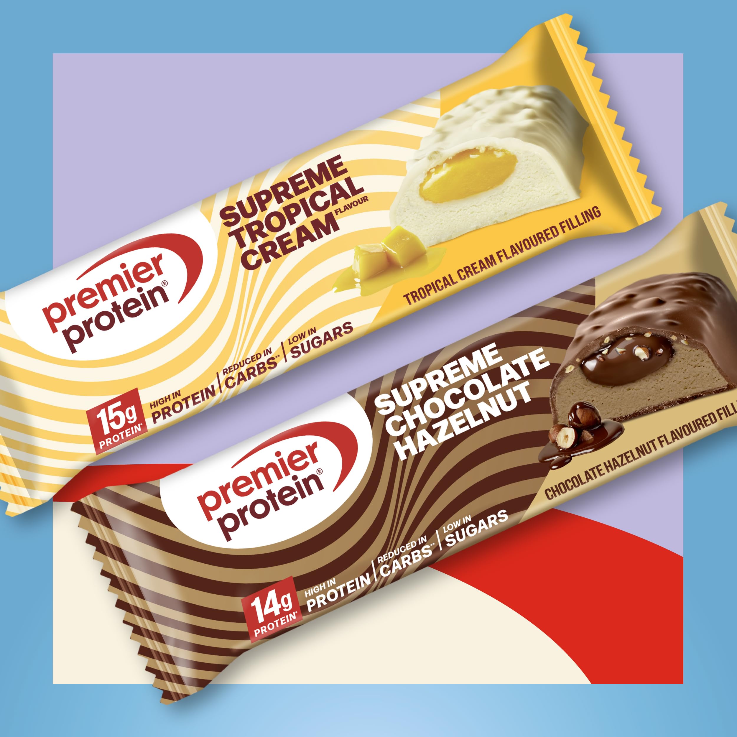 Premier Protein - Supreme Bar - Chocolate Hazelnut - 12x42g - High Protein - Low Sugar - Low Carb - Palmölfrei