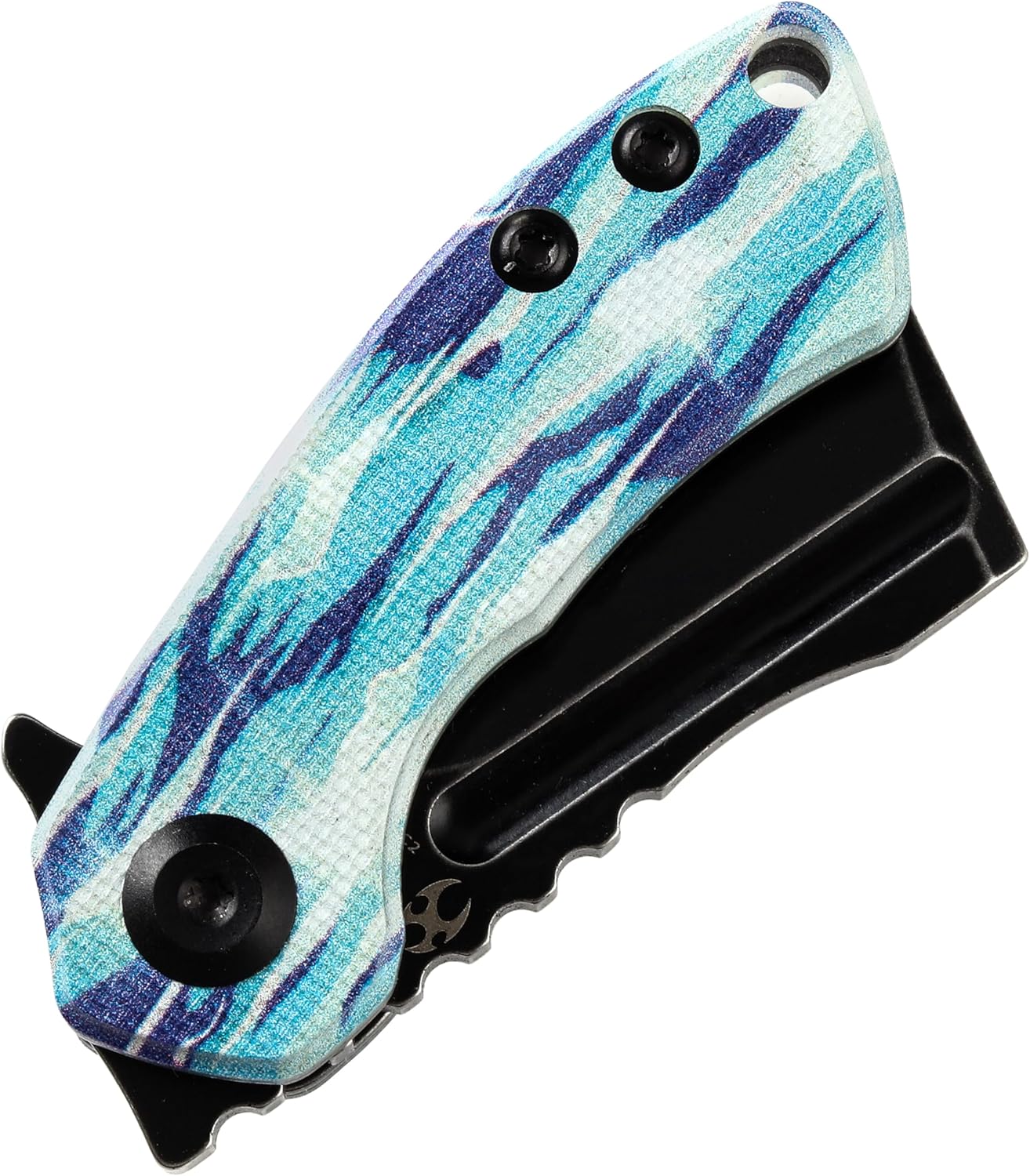 KANSEPT Knives Mini Korvid Cleaver Mini Pocket Knife for Men 1.45'' Black Stonewashed 154CM Blade,Jade G10 with Icicle Camo Handle,EDC Folding Knife T3030C2