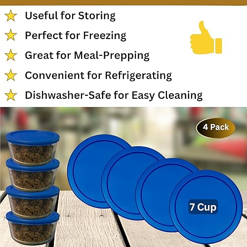 Miniatura 6 de Klare Ware - Tapas de repuesto para 7 tazas para Pyrex 7201, Anchor Hocking y Klare Ware Ware (recipiente de vidrio no incluido) aptos para