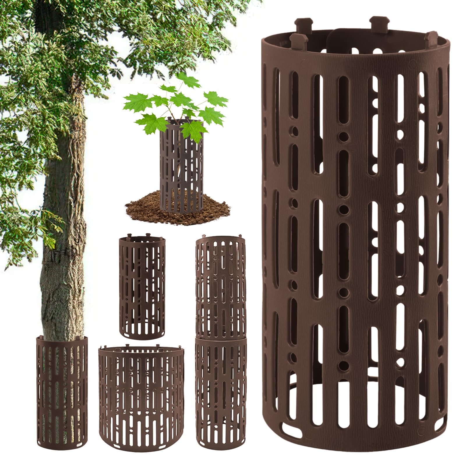 dellyy Protector Arboles Tronco, Protector de Tronco de Plástico, Protector de Plantas para Corzos, Protectores Troncos Árboles y Plantas, Protectores de Frutales (Marrón)