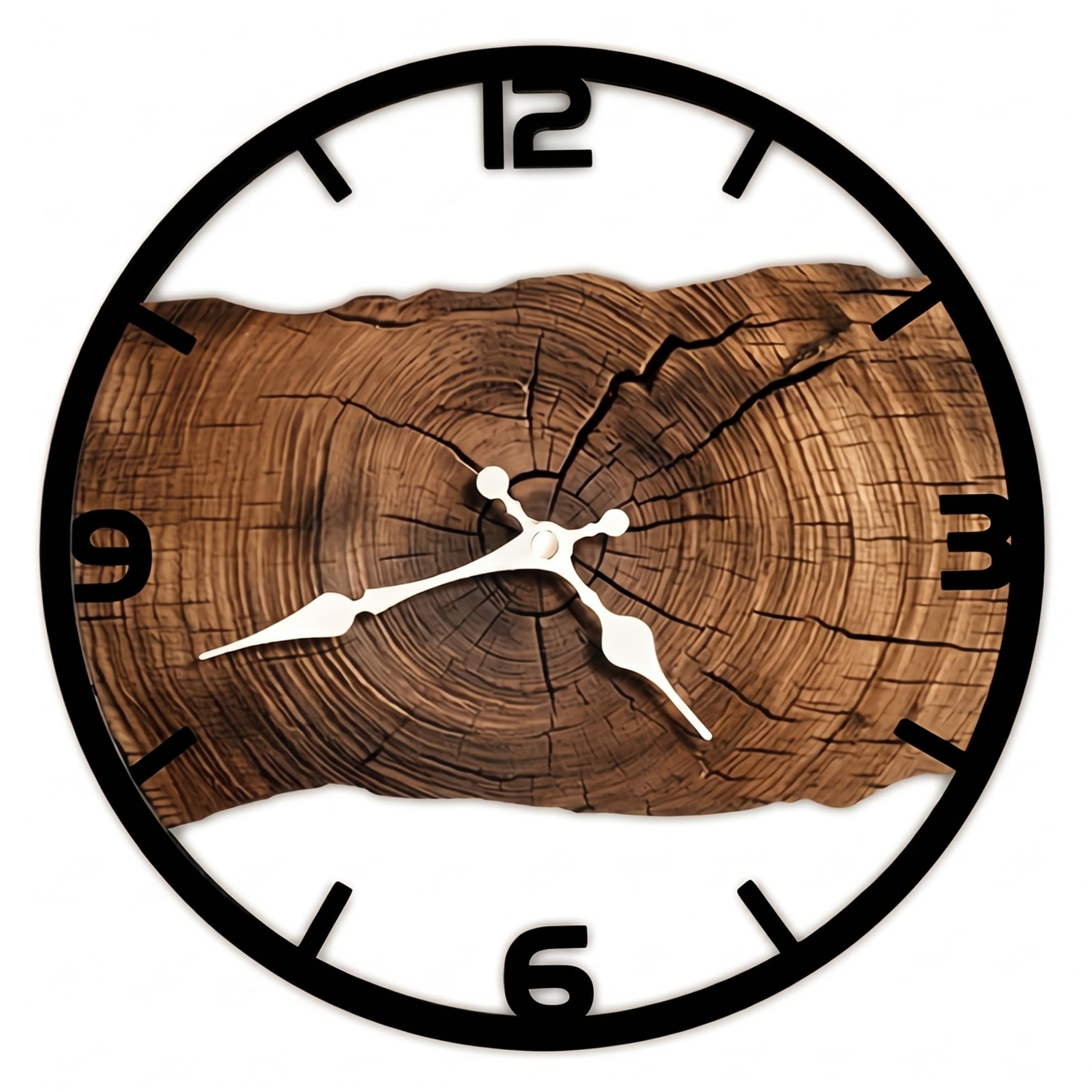 Hotainoys Farmhouse Wall Clock, Silent Non-ticking Movement, Arabic Numerals Rustic Wall Clock, 12 Inch Round, Brown Kitchen