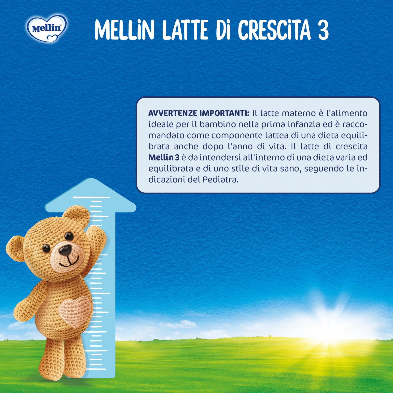 MELLIN 3 - Latte di Crescita in Polvere per Bambini - dal 1° al 2° anno, Gusto Delicato - Confezione da 3080 grammi (4 pezzi da 770g)