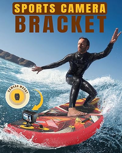 Vista 10 de YASKA Inflatable Stand Up Paddle Board - 11ft Extra Wide Paddleboard with Premium SUP Board Accessories,Camera Mount,Non-Slip EVA Deck,5