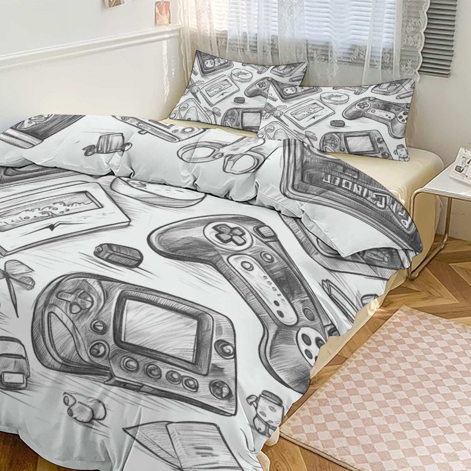Couette pour grand lit style esquisse de qualité supérieure avec taies d'oreiller